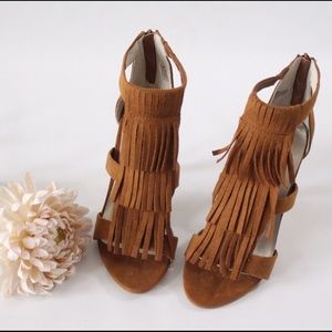 a.n.a Bohemian Fringe Suede Heels